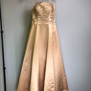 Champagne Strapless Floor-Length Gown